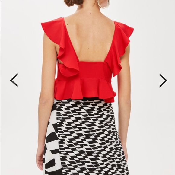 Topshop red frill crop top - Picture 4 of 9